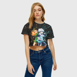 Женская футболка Crop-top 3D Гон и Киллуа - фото 2