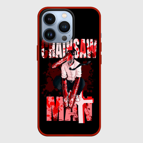 Чехол для iPhone 13 Pro Chainsaw Man Человек-бензопила, цвет красный