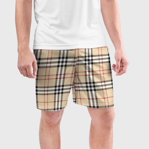 Мужские шорты спортивные Клетчатый принт в стиле Burberry, цвет 3D печать - фото 3