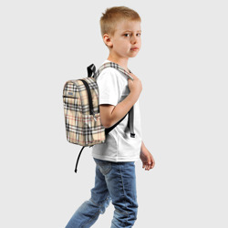 Рюкзак с принтом Клетчатый принт в стиле Burberry для ребенка, вид сзади №1. Цвет основы: белый