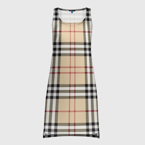 Платье-майка 3D клетчатый принт в стиле Burberry