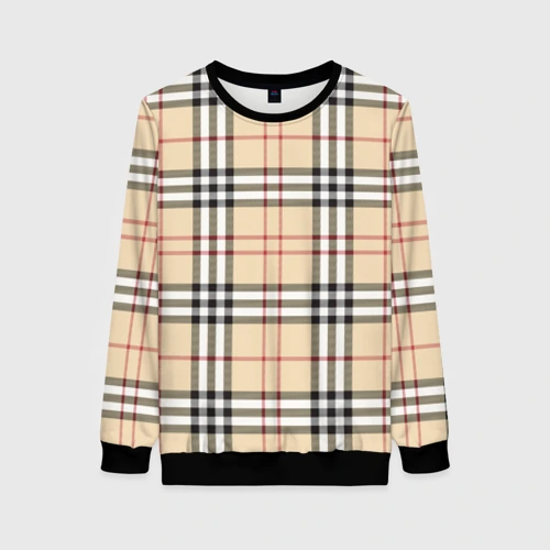 Женский свитшот 3D клетчатый принт в стиле Burberry