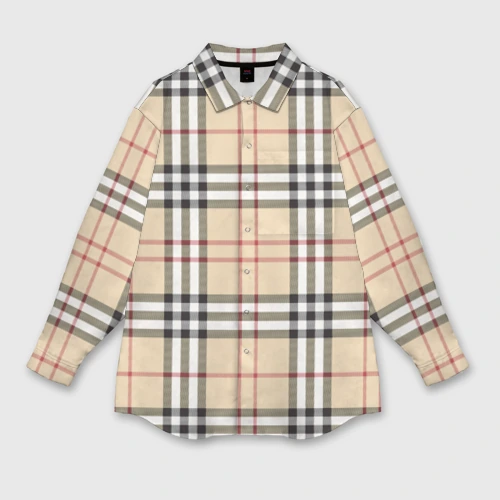 Женская рубашка oversize 3D клетчатый принт в стиле Burberry
