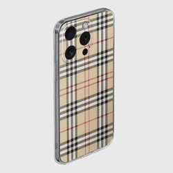 Чехол для iPhone 15 Pro силиконовый с защитой камеры клетчатый принт в стиле Burberry - фото 2