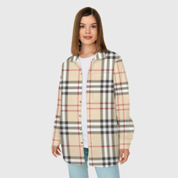 Женская рубашка oversize 3D Клетчатый принт в стиле Burberry - фото 2