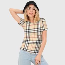 Женская футболка 3D Slim клетчатый принт в стиле Burberry - фото 2
