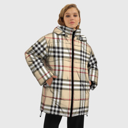 Женская зимняя куртка Oversize Клетчатый принт в стиле Burberry - фото 2