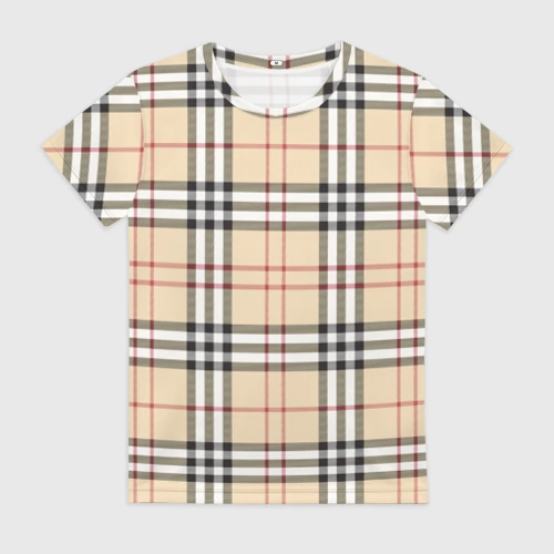Женская футболка 3D клетчатый принт в стиле Burberry