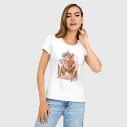 Женская футболка хлопок Slim Девушка в майке - фото 2
