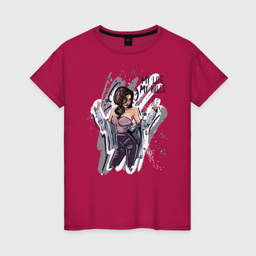 Женская футболка хлопок с принтом Танцующая девушка, вид спереди #2