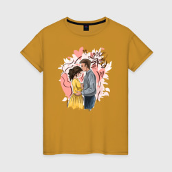 Женская футболка хлопок Парень целует девушку