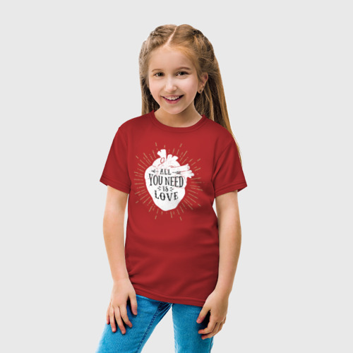 Детская футболка хлопок Сердце со стрелой, цвет красный - фото 5