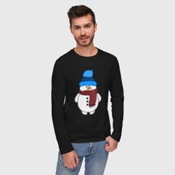 Мужской лонгслив хлопок Снеговик в шапочке - фото 2