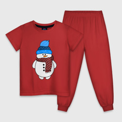 Детская пижама хлопок Снеговик в шапочке