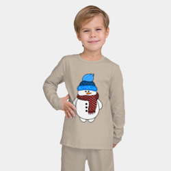 Детская пижама с лонгсливом хлопок Снеговик в шапочке - фото 2