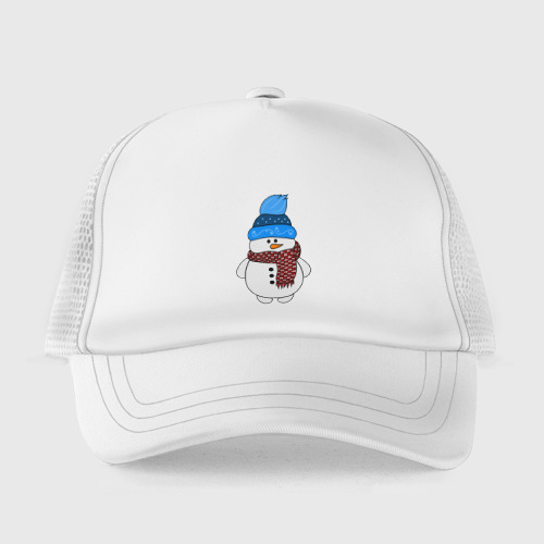 Детская кепка тракер Снеговик в шапочке, цвет белый - фото 2