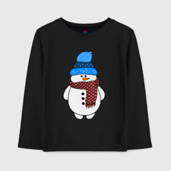 Детский лонгслив хлопок Снеговик в шапочке