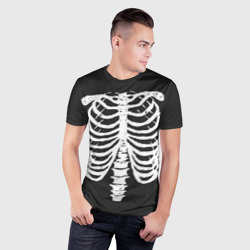 Мужская футболка 3D Slim Грудная клетка хеллоуин - фото 2