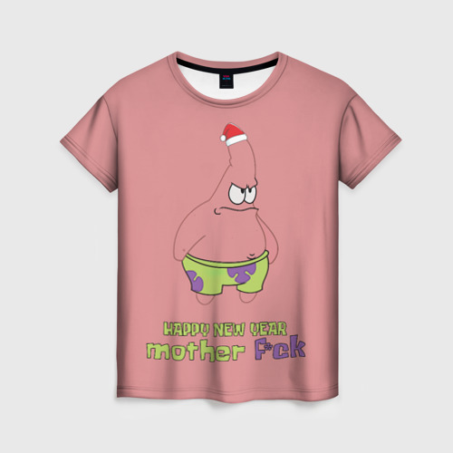 Женская футболка 3D Patrick star happy new year mother faka, цвет 3D печать