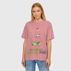 Женская футболка oversize 3D Patrick star happy new year mother faka - фото 2