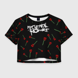 Женская футболка Crop-top 3D My chemical romance розы MCR roses