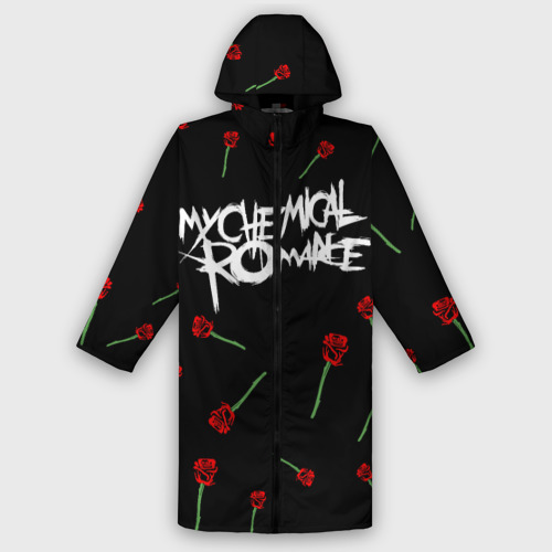 Мужской дождевик 3D My chemical romance розы MCR roses, цвет белый