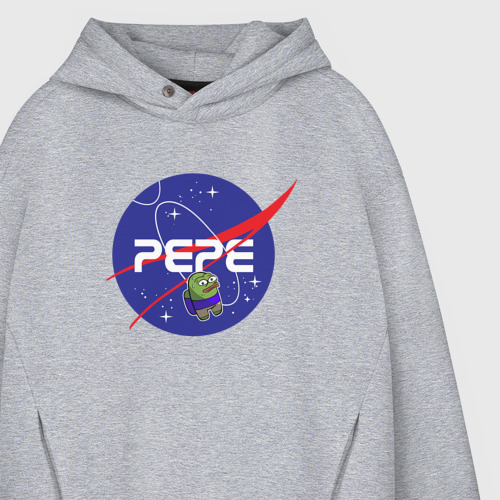 Мужское худи Oversize хлопок Pepe space NASA, цвет меланж - фото 4
