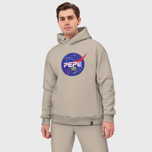 Мужской костюм oversize хлопок Pepe space NASA, цвет миндальный - фото 3