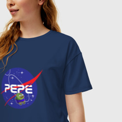 Женская футболка хлопок Oversize Pepe space NASA - фото 2