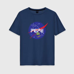 Женская футболка хлопок Oversize Pepe space NASA