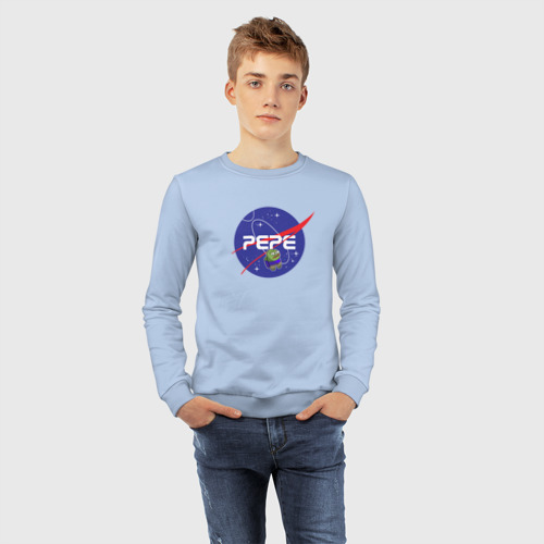 Детский свитшот хлопок Pepe space NASA, цвет мягкое небо - фото 7
