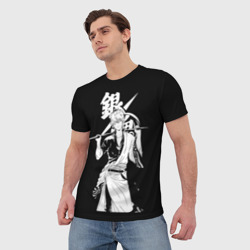 Мужская футболка 3D Гинтоки Саката держит меч Гинтама - фото 2