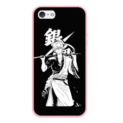 Чехол для iPhone 5/5S матовый Гинтоки Саката держит меч Гинтама