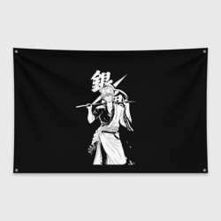 Флаг-баннер Гинтоки Саката держит меч Гинтама