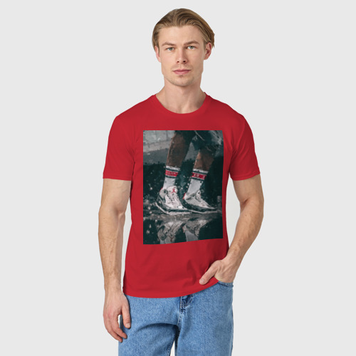 Мужская футболка хлопок с принтом Air Jordan painting, фото на моделе #1