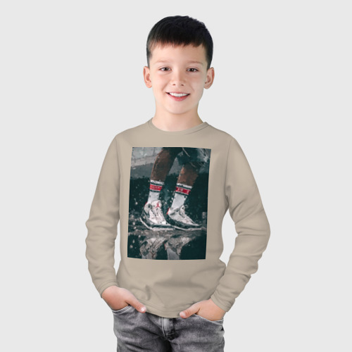 Детский лонгслив хлопок с принтом Air jordan painting, фото на моделе #1
