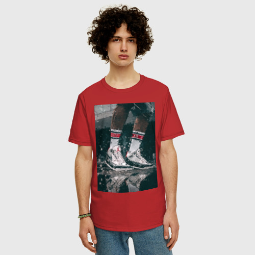 Мужская футболка хлопок Oversize с принтом Air jordan painting, фото на моделе #1