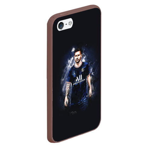 Чехол для iPhone 5/5S матовый Lionel Messi Paris Saint-Germain, цвет коричневый - фото 3