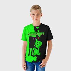 Детская футболка 3D Любовь Эндермена и Крипера Майнкрафт - фото 2