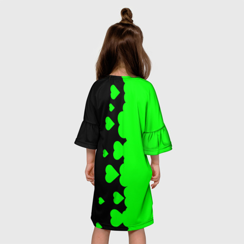 Детское платье 3D с принтом Любовь Эндермена и Крипера Майнкрафт, вид сзади #2
