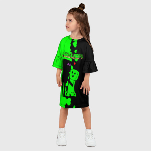 Детское платье 3D с принтом Любовь Эндермена и Крипера Майнкрафт, фото на моделе #1