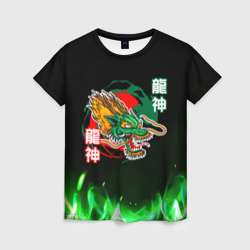 Женская футболка 3D Китайский огненный дракон