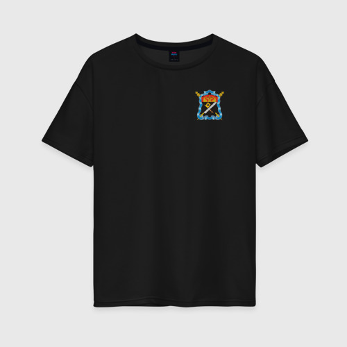 Женская футболка хлопок Oversize Терское КазВ с Эмблемой, цвет черный
