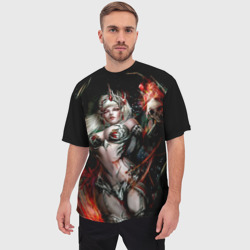 Мужская футболка oversize 3D Ведьма с красными глазами - фото 2