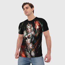 Мужская футболка 3D Ведьма с красными глазами - фото 2