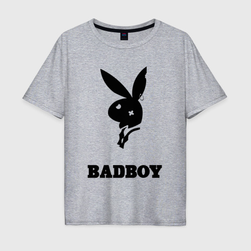 Мужская футболка хлопок Oversize Bad boy Playboy, цвет меланж