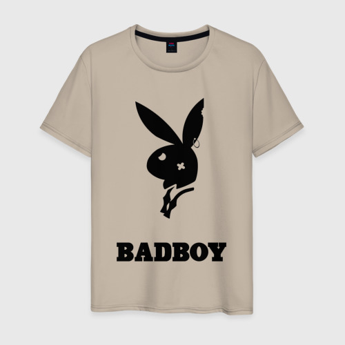 Мужская футболка хлопок Bad boy Playboy, цвет миндальный