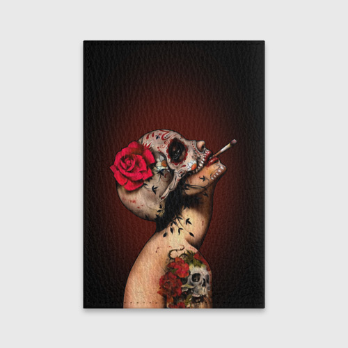 Обложка для паспорта матовая кожа Ведьма с красной розой, цвет черный - фото 2