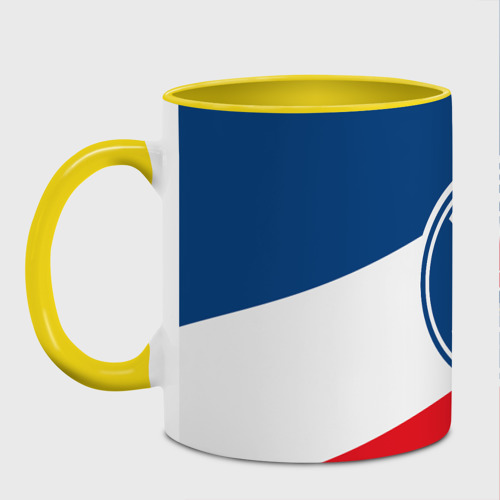 Кружка с полной запечаткой Paris Saint-Germain FC, цвет белый + желтый - фото 2