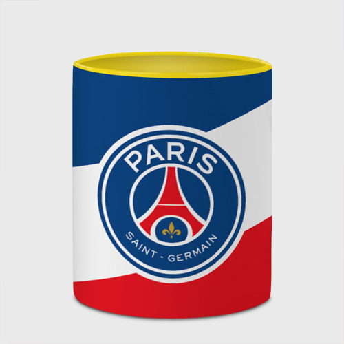 Кружка с полной запечаткой Paris Saint-Germain FC, цвет белый + желтый - фото 4